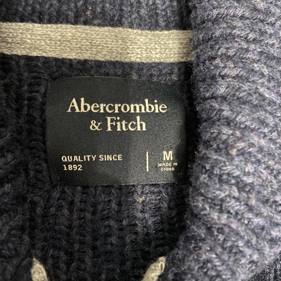 ABERCROMBIE & FITCH Mens Zip Nordic All Over Mountain Scene Sweater Wool Blend M - Picture 4 of 17